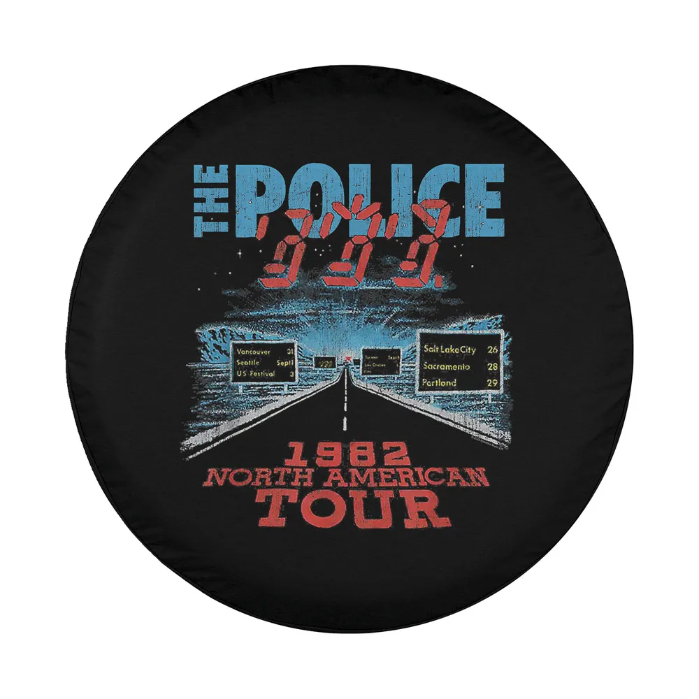 Blue Police logo highway road 1982 tour design for spare tire cover