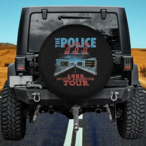 Blue Police logo highway road 1982 tour spare tire cover for Mercedes G-Class without camera hole