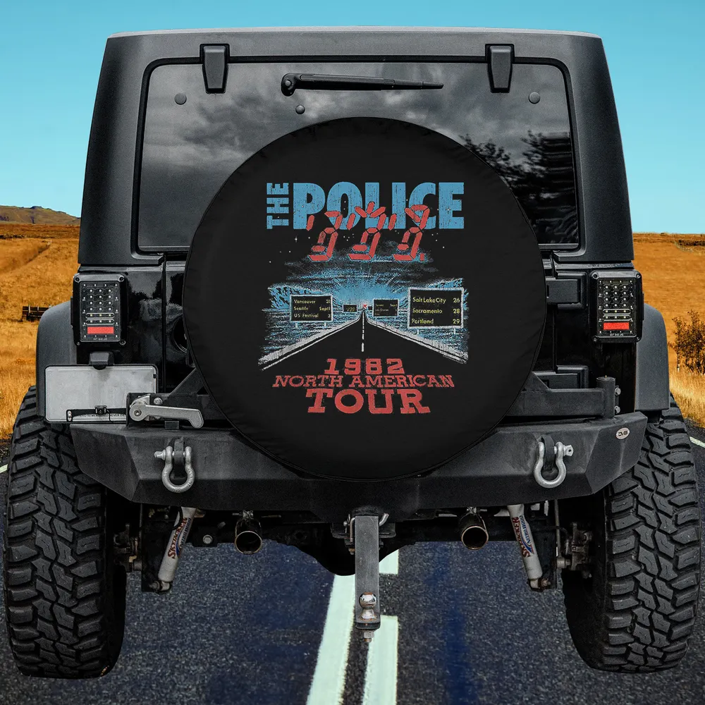Blue Police logo highway road 1982 tour spare tire cover for Mercedes G-Class without camera hole