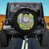 Buzz Lightyear cartoon face with space helmet spare tire cover on Jeep