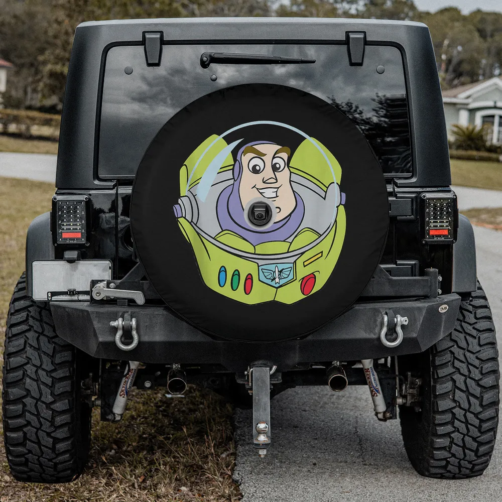 Buzz Lightyear cartoon face space helmet spare tire cover with camera hole