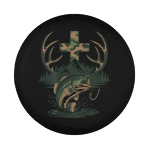 Camo cross antlers fish Christian design for spare tire cover