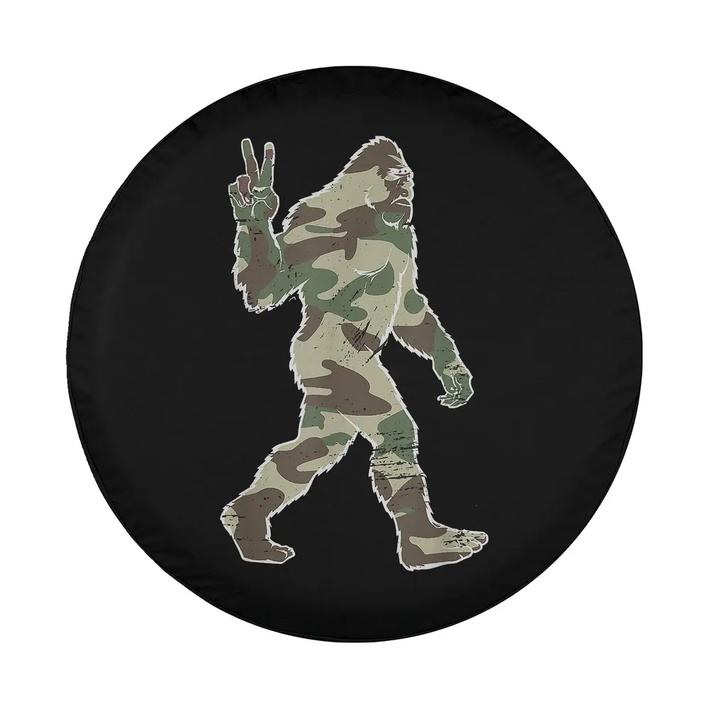 Camo peace sign Bigfoot Sasquatch design for Mercedes G-Class tire cover