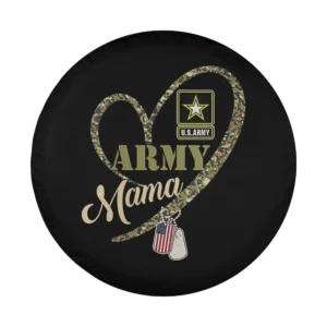 Camouflage heart Army Mama dog tags design for spare tire cover