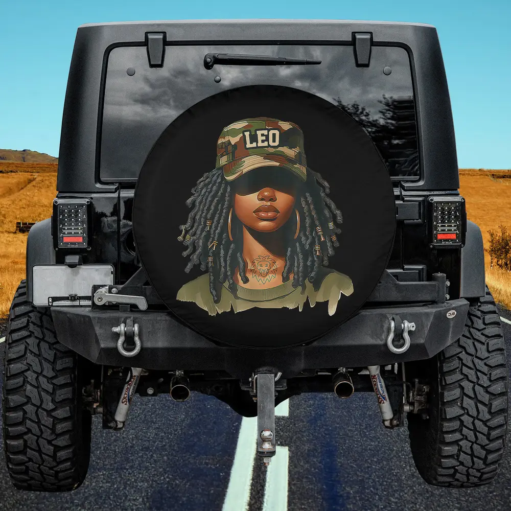 Camouflage Leo hat lion tattoo zodiac spare tire cover for Mercedes G-Class, no camera hole