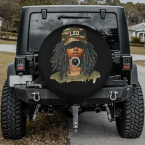 Camouflage Leo hat lion tattoo zodiac spare tire cover for Mercedes G-Class, with camera hole