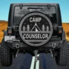 Camp Counselor forest tent badge spare tire cover for Jeep, SUV, RV, no camera hole