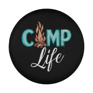 Camp Life flame and firewood design for camping spare tire cover artwork only