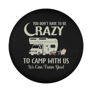 Design only: camper RV, campfire, funny camping quote for spare tire cover