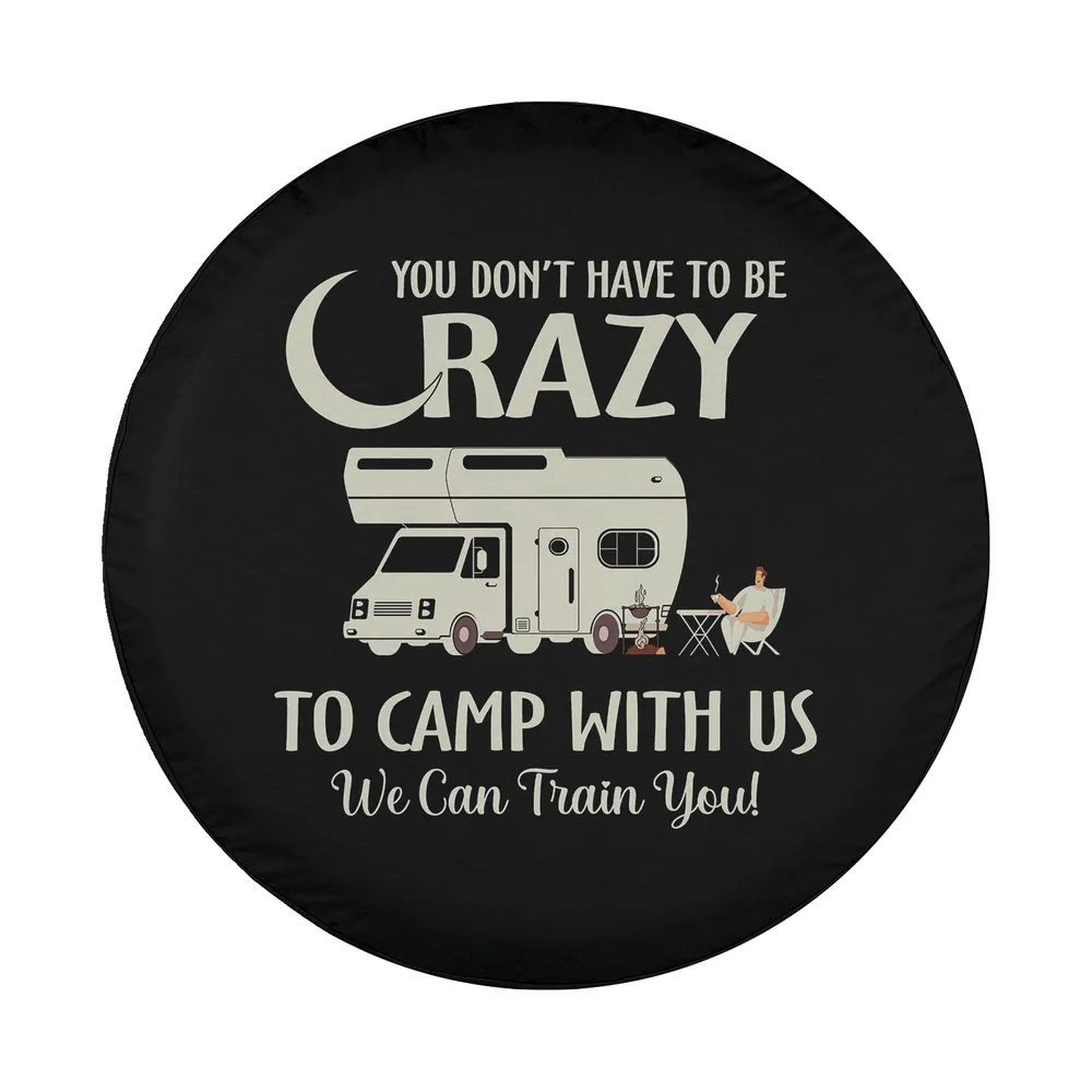Design only: camper RV, campfire, funny camping quote for spare tire cover