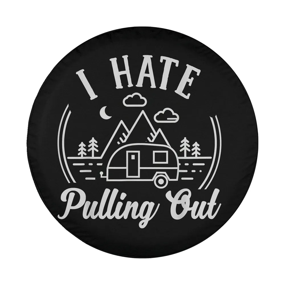 camper trailer mountains camping humor design line art