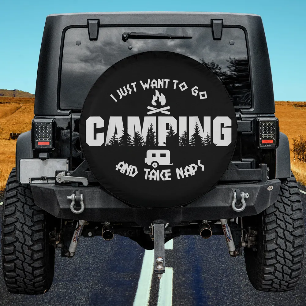 Campfire Camper Trailer Camping Naps Spare Tire Cover No Camera Hole