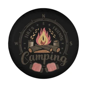 campfire compass marshmallows camping friends spare tire cover design only