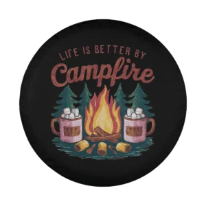 campfire marshmallow mugs pine trees design for spare tire cover
