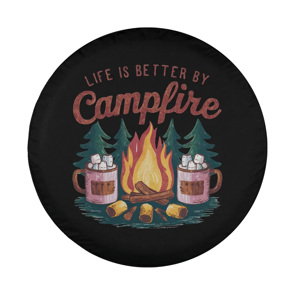 campfire marshmallow mugs pine trees design for spare tire cover