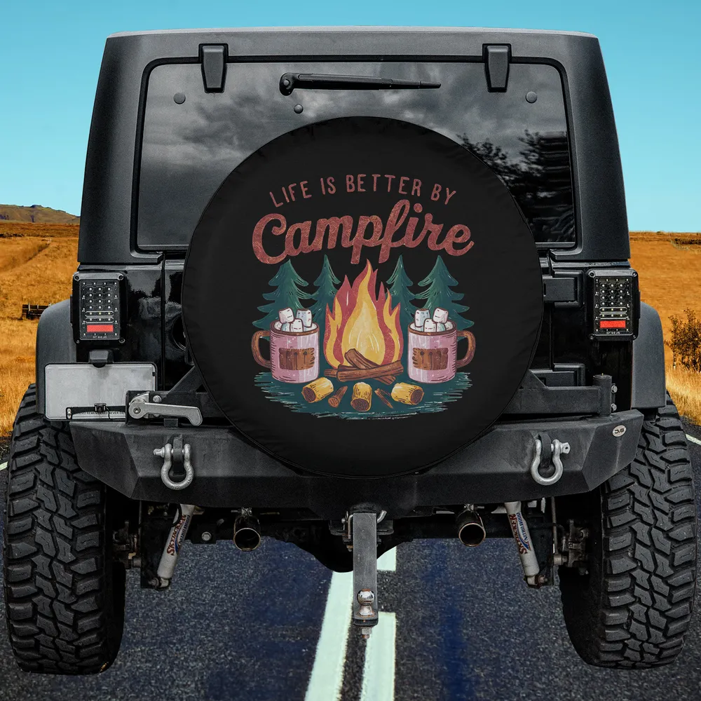 campfire marshmallow mugs pine trees spare tire cover no camera hole