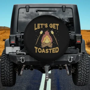 campfire marshmallows let's get toasted spare tire cover no camera hole for Jeep RV