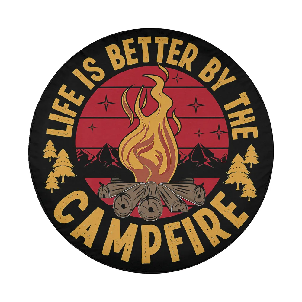 Life is Better by the Campfire mountain sunset camping spare tire cover design only