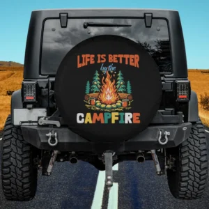 campfire pine trees mugs camping spare tire cover no camera hole
