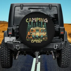 Camping Crew Camper Forest Scene Spare Tire Cover No Camera Hole