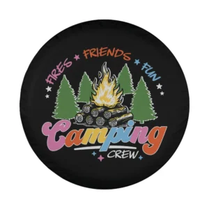 Camping Crew campfire forest scene design for spare tire cover, camping lifestyle