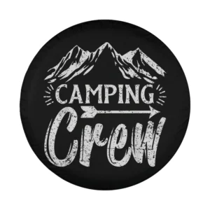 Camping Crew mountain range arrow graphic design for spare tire cover