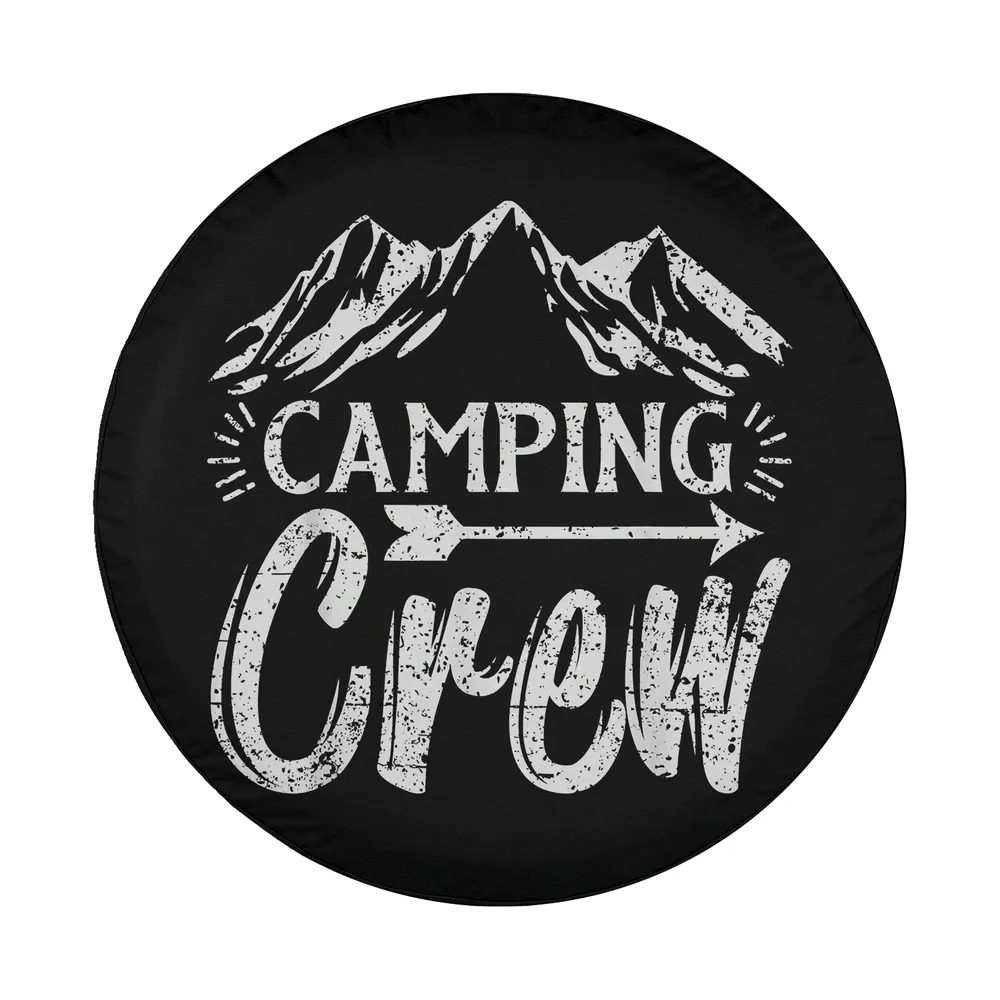 Camping Crew mountain range arrow graphic design for spare tire cover