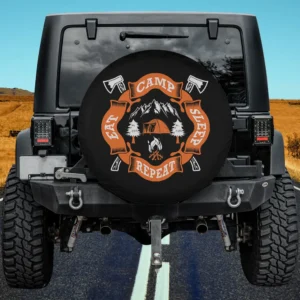 Crossed Axes Mountain Tent Campfire Camping Spare Tire Cover No Camera Hole