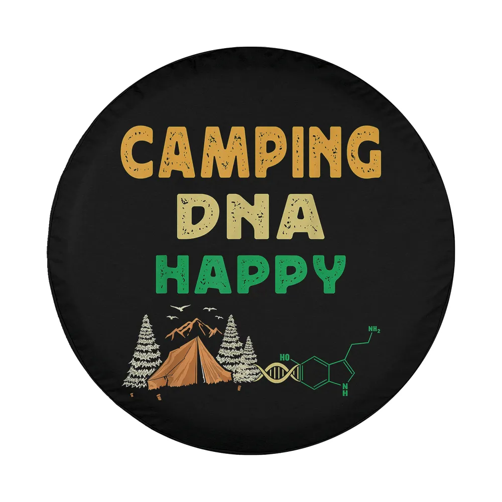 Camping DNA Happy mountain tent and DNA molecule design graphic