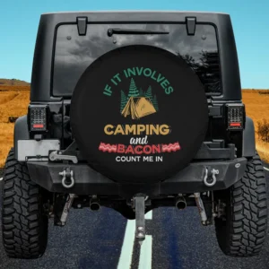 Camping tent and bacon strips camping spare tire cover without camera hole