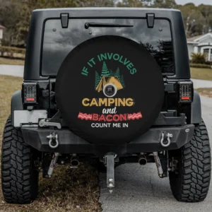 Camping tent and bacon strips camping spare tire cover with camera hole