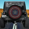 Captain America shield stars patriotic logo spare tire cover no camera hole