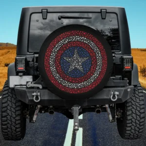 Captain America shield stars patriotic logo spare tire cover no camera hole