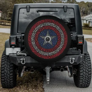 Captain America shield stars patriotic logo spare tire cover with camera hole