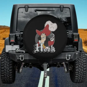 Red Feather Hat Mischievous Smile Captain Hook Spare Tire Cover No Camera Hole