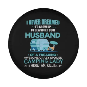cartoon camper camping lady husband design only spare tire cover artwork