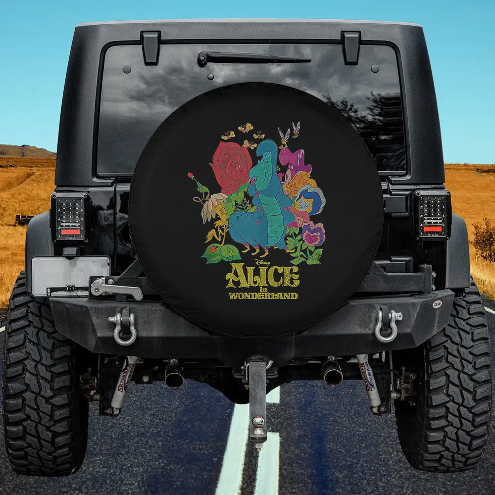 Caterpillar Living Flowers Alice in Wonderland Spare Tire Cover