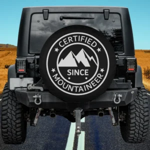 Certified Mountaineer badge mountain emblem spare tire cover with no camera hole