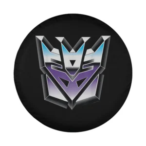 chrome purple Decepticon emblem Transformers spare tire cover design closeup