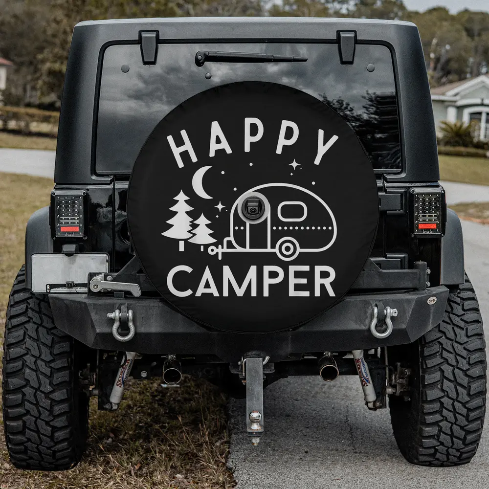 crescent moon pine trees camper trailer spare tire cover with camera hole for Jeep RV SUV