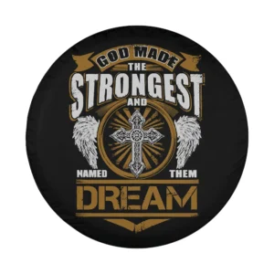 Design of cross angel wings god made strongest dream spare tire cover for camping
