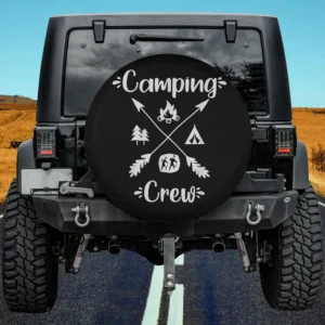 Crossed Arrows Campfire Hiking Icons Camping Crew Spare Tire Cover No Camera Hole
