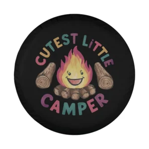 Cutest Little Camper campfire logs camping design for spare tire cover art