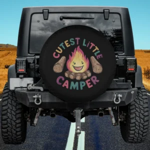 Cutest Little Camper campfire logs camping spare tire cover no camera hole for Jeep RV