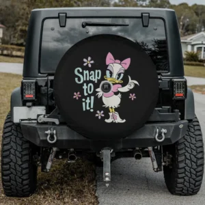 Daisy Duck pink bow Snap to it flowers spare tire cover with backup camera hole