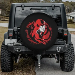 Daredevil comic art city DD symbol spare tire cover with backup camera hole for SUV