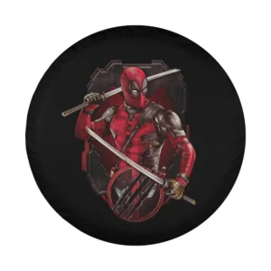 deadpool double katana wolverine claw poster spare tire cover design only