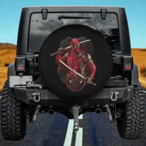 deadpool double katana wolverine claw poster spare tire cover no camera hole