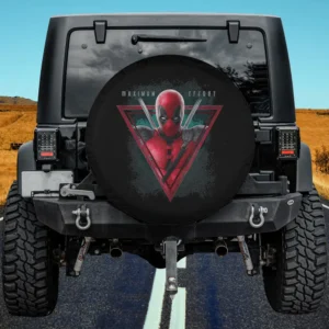 Deadpool Maximum Effort triangle vintage spare tire cover with no camera hole for Jeep