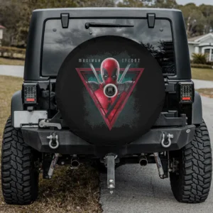 Deadpool Maximum Effort triangle vintage spare tire cover with backup camera hole for SUV